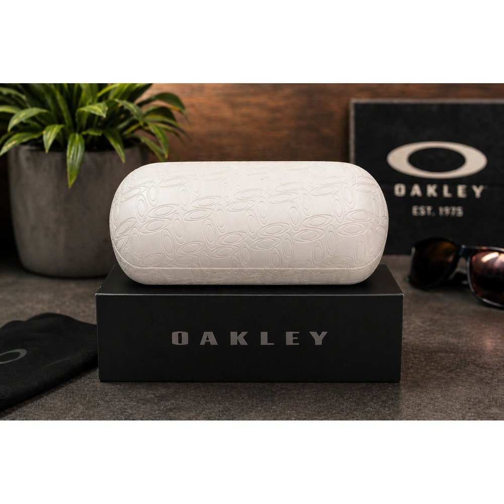 Oakley Caveat Sunglasses Hard Case Cream Embossed Icon Pattern OO4054 With Box
